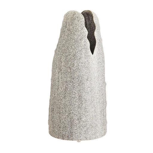 Livia Vase White Crackle Charcoal Wash