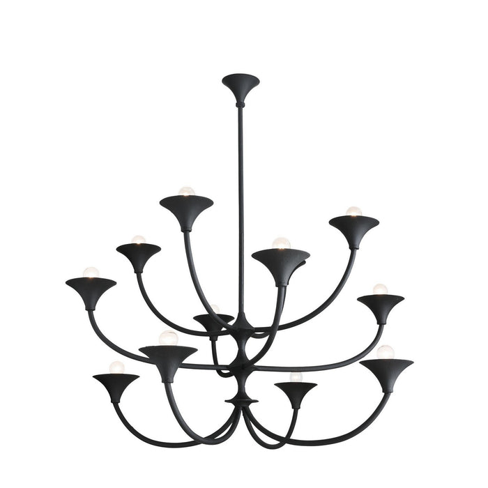 Arteriors - DLI09 - 12 Light Chandelier - Larkin - Black Gesso