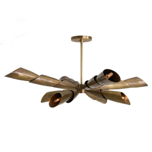 Morgan Eight Light Flush Mount Vintage Brass