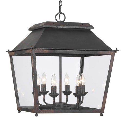 Golden - 0804-6P ABI - Six Light Pendant - Abingdon - Antique Black Iron