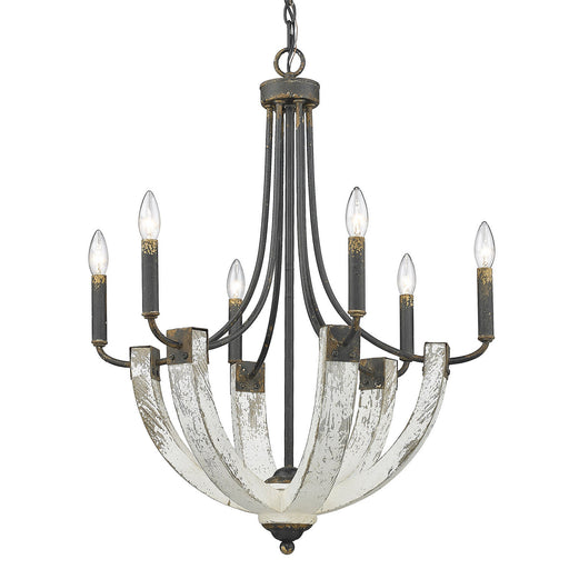 Elwood Six Light Chandelier Antique Black Iron