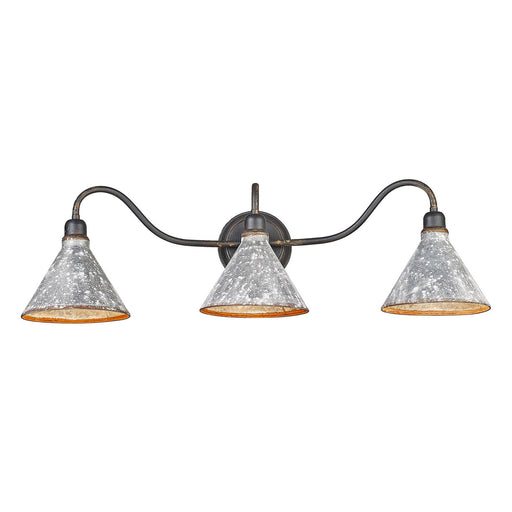 Golden - 0877-BA3 ABI-GV - Three Light Vanity Light - Jasper - Antique Black Iron