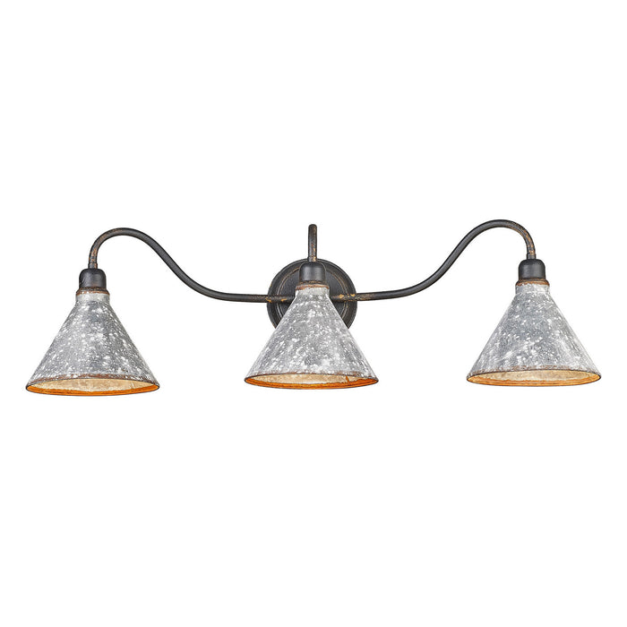 Golden - 0877-BA3 ABI-GV - Three Light Vanity Light - Jasper - Antique Black Iron