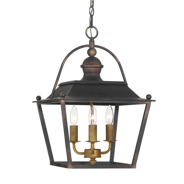 Golden - 0888-3P ABI - Three Light Pendant - Christoff - Antique Black Iron