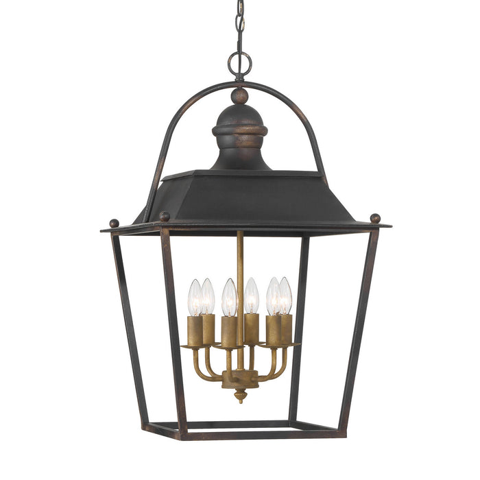 Golden - 0888-6P ABI - Six Light Pendant - Christoff - Antique Black Iron
