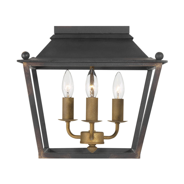 Golden - 0888-FM ABI - Three Light Flush Mount - Christoff - Antique Black Iron