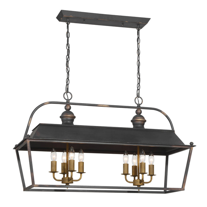 Golden - 0888-LP ABI - Eight Light Linear Pendant - Christoff - Antique Black Iron