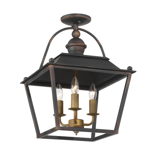 Golden - 0888-SF ABI - Three Light Semi-Flush Mount - Christoff - Antique Black Iron
