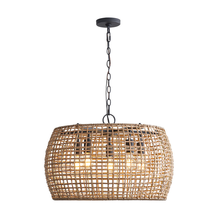 Golden - 3000-5P NB-MAW - Five Light Pendant - Weavelight - Natural Black