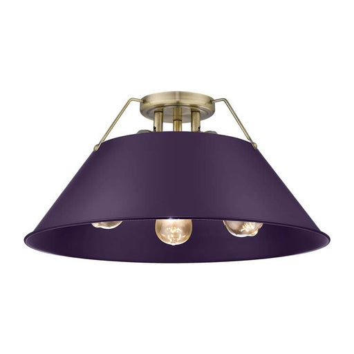 Orwell Three Light Flush Mount Aged Brass