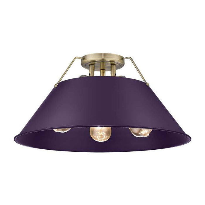 Golden - 3306-3FM AB-EP - Three Light Flush Mount - Orwell - Aged Brass