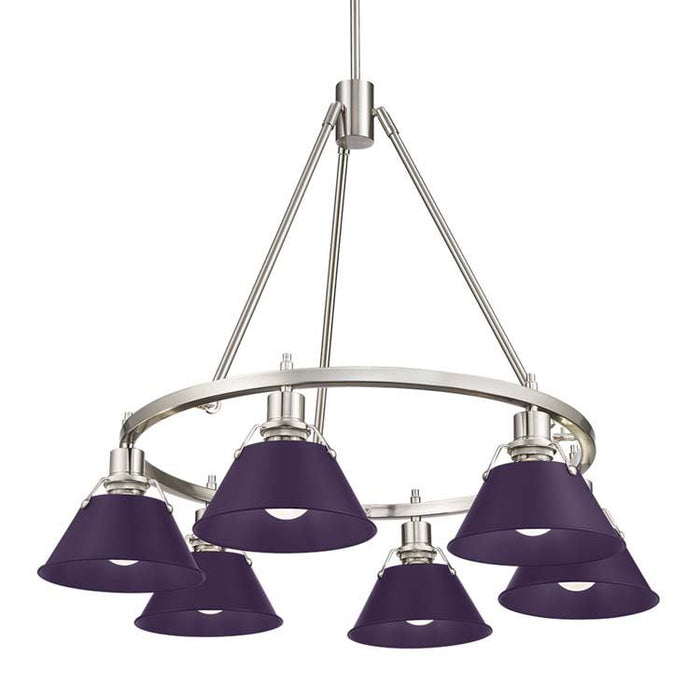 Golden - 3306-6 PW-EP - Six Light Chandelier - Orwell - Pewter