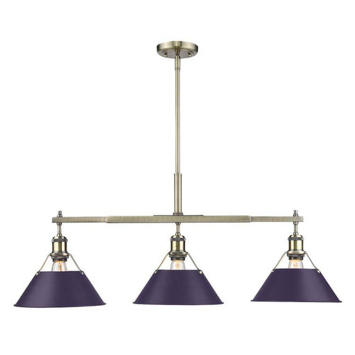 Orwell Three Light Linear Pendant Aged Brass