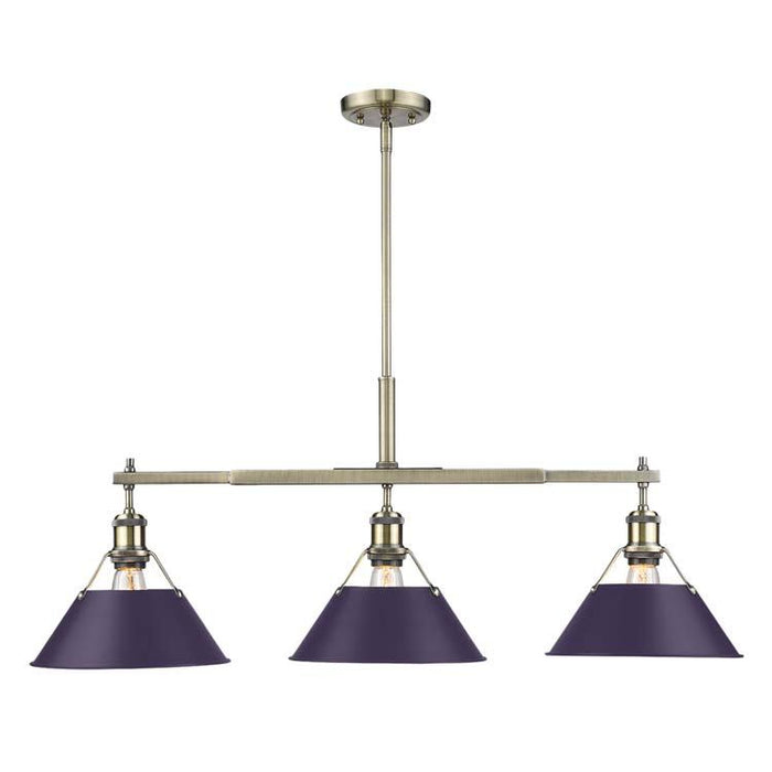 Golden - 3306-LP AB-EP - Three Light Linear Pendant - Orwell - Aged Brass
