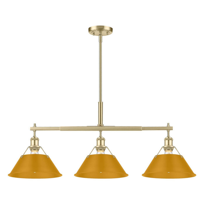 Golden - 3306-LP BCB-AY - Three Light Linear Pendant - Orwell - Brushed Champagne Brass