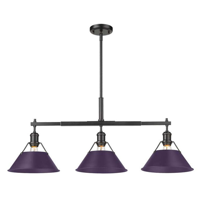 Golden - 3306-LP BLK-EP - Three Light Linear Pendant - Orwell - Matte Black