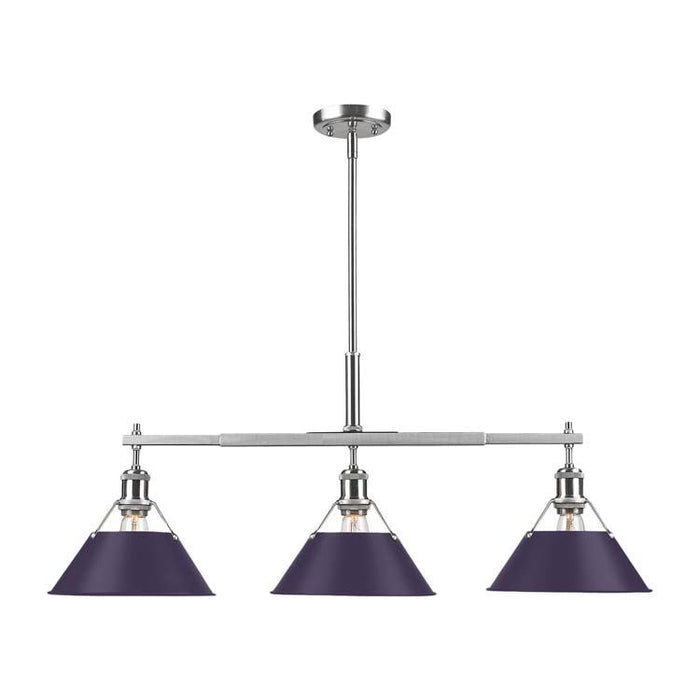 Golden - 3306-LP PW-EP - Three Light Linear Pendant - Orwell - Pewter