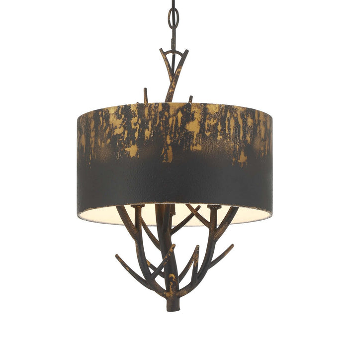 Golden - 4500-3P ABI - Three Light Pendant - Arboreal - Antique Black Iron