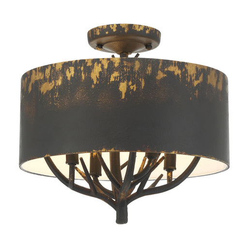Arboreal Four Light Semi-Flush Mount Antique Black Iron