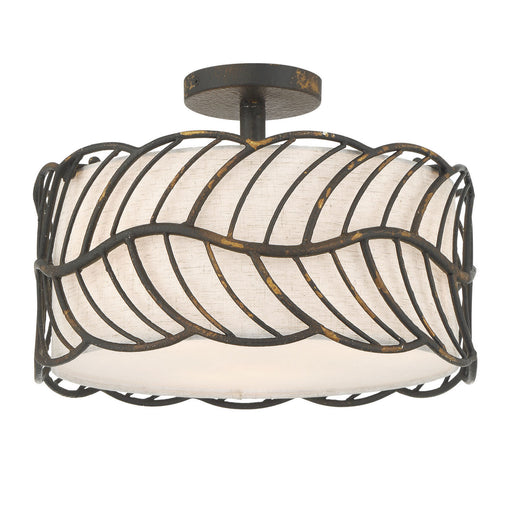 Simbolo Three Light Semi-Flush Mount Antique Black Iron