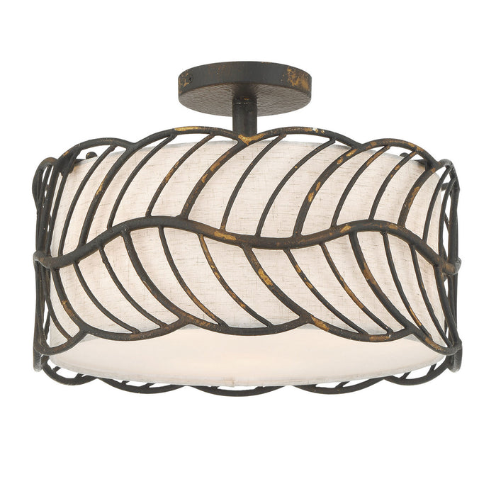 Golden - 4501-3SF ABI - Three Light Semi-Flush Mount - Simbolo - Antique Black Iron