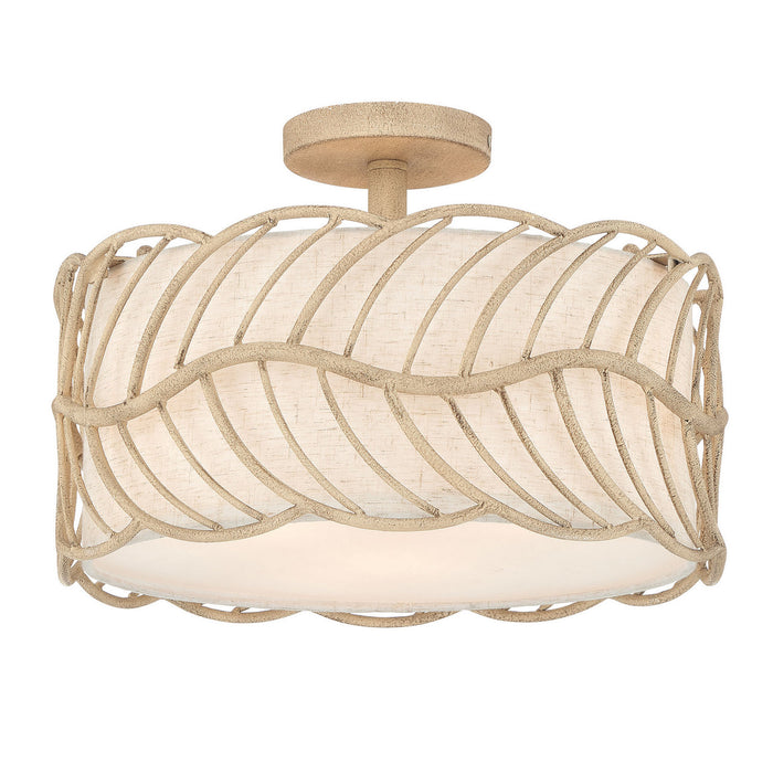 Golden - 4501-3SF AM - Three Light Semi-Flush Mount - Simbolo - Almond