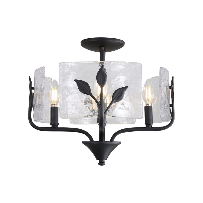 Golden - 4503-4SF NB-HWG - Four Light Semi-Flush Mount - Bloem - Natural Black