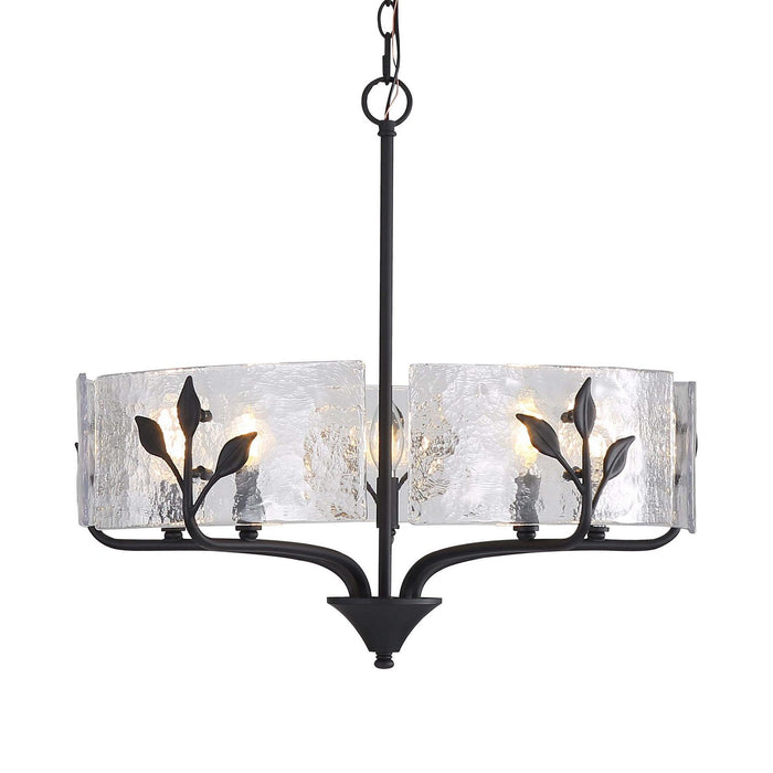 Golden - 4503-5P NB-HWG - Five Light Pendant - Bloem - Natural Black