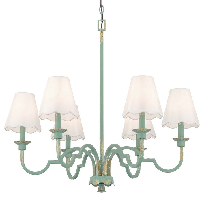 Golden - 7008-6 TEAL-WY - Six Light Chandelier - Cheshire - Antique Teal