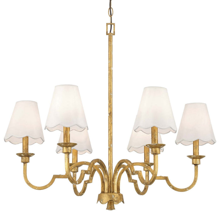 Golden - 7008-6 VG-WY - Six Light Chandelier - Cheshire - Vintage Gold