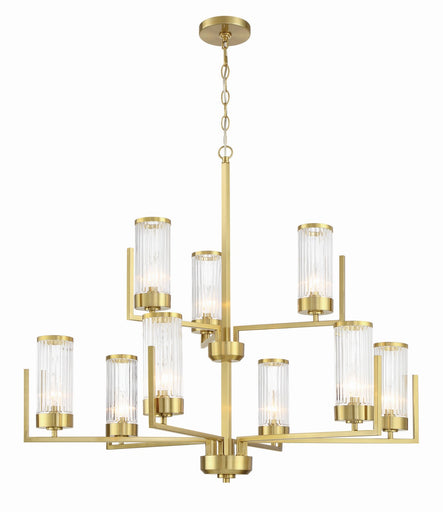 Whittley Nine Light Chandelier Satin Brass