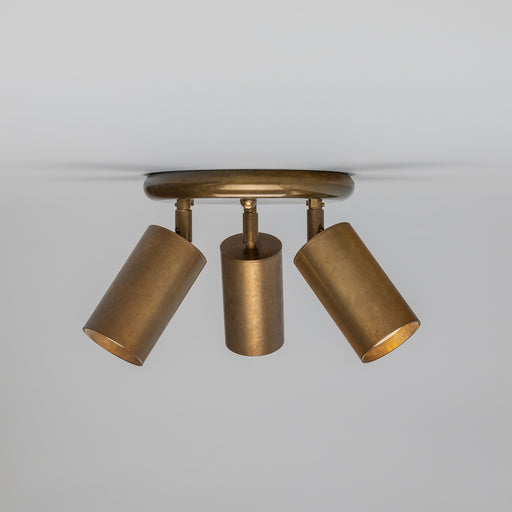 Evanston Three Light Flush Mount Antique Brass