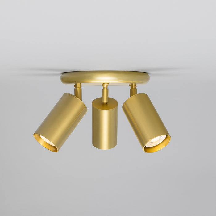 Mullan Lighting - MLCF133SATBRS - Three Light Flush Mount - Evanston - Satin Brass