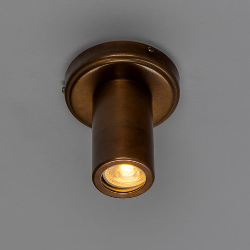 Quin One Light Flush Mount Antique Brass