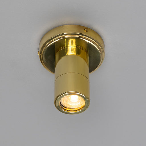 Quin One Light Flush Mount Polished Brass