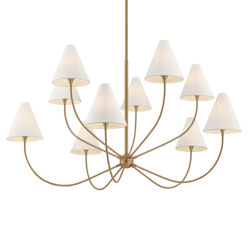 Evermore Ten Light Chandelier Patina Brass