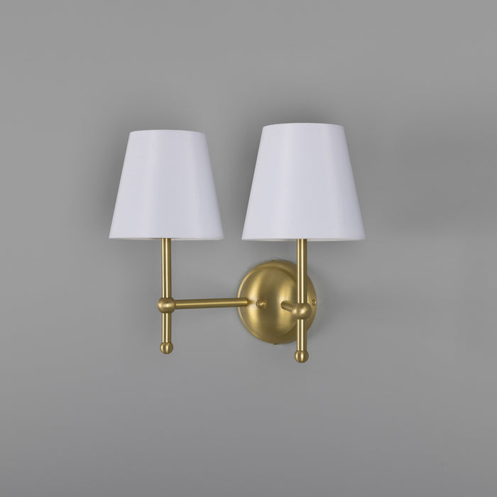 Mullan Lighting - MLWL446SATBRS/MLFS012WTE - Two Light Wall Sconce - Bursa - Satin Brass