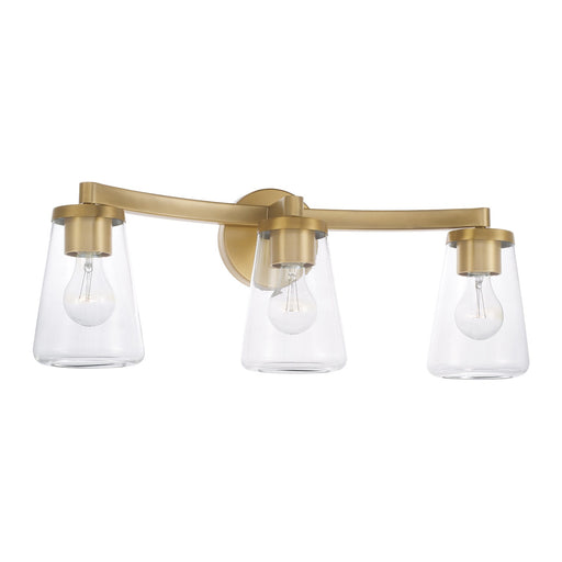 Aaron Three Light Vanity Aged Brass