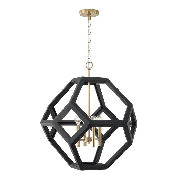 Capital Lighting - 358441KM - Four Light Pendant - Geo - Flat Black and Matte Brass