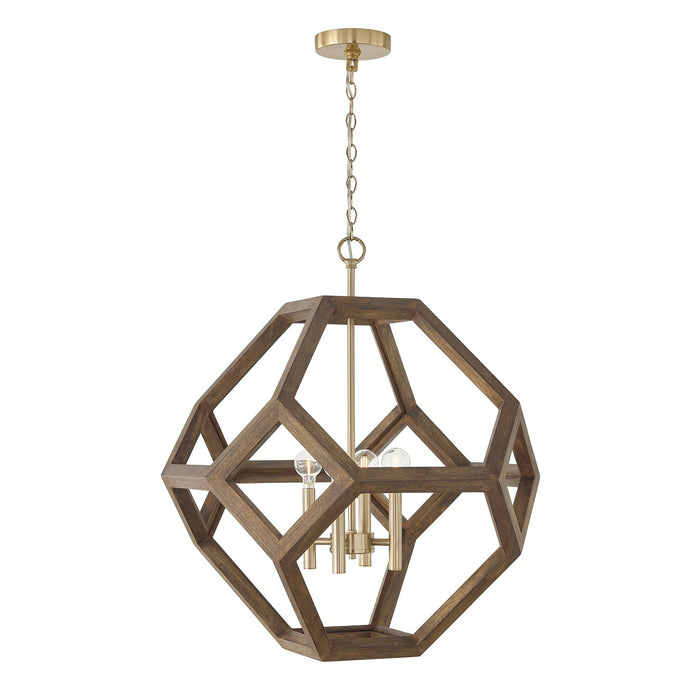 Capital Lighting - 358441NM - Four Light Pendant - Geo - Nordic Wood and Matte Brass