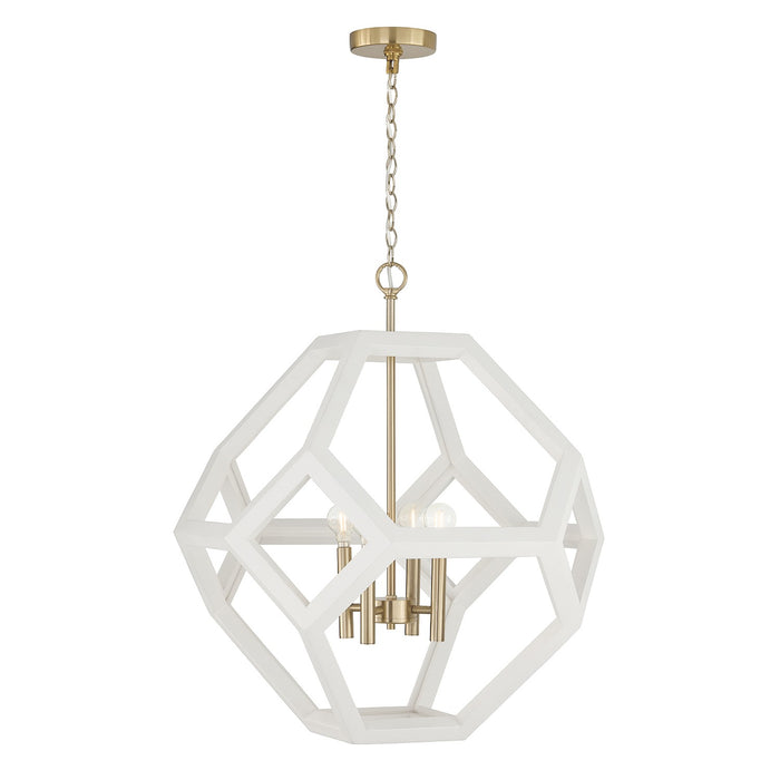 Capital Lighting - 358441WM - Four Light Pendant - Geo - Flat White and Matte Brass