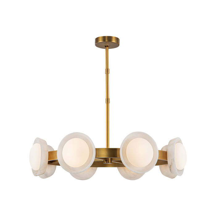 Alora - CH320837VBAR-UNV - LED Chandelier - Alonso - Vintage Brass/Alabaster