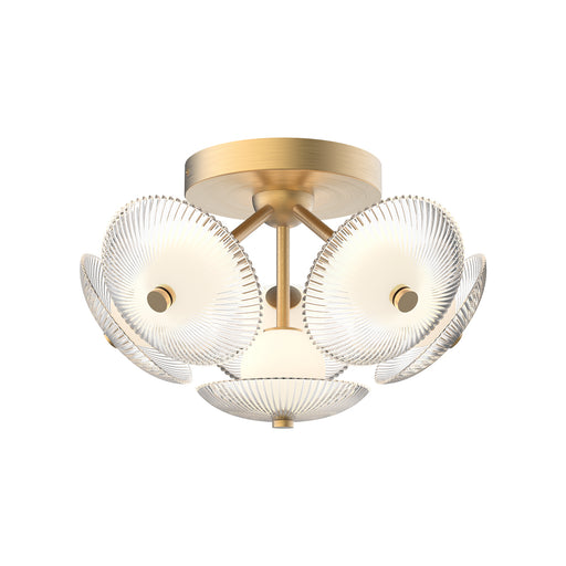 Alora - FM417606BGCR-UNV - LED Flush Mount - Hera - Brushed Gold/Clear Ribbed Glass