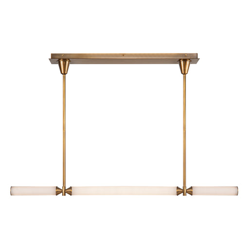 Edwin LED Linear Pendant Vintage Brass/Frosted Ribbed Glass