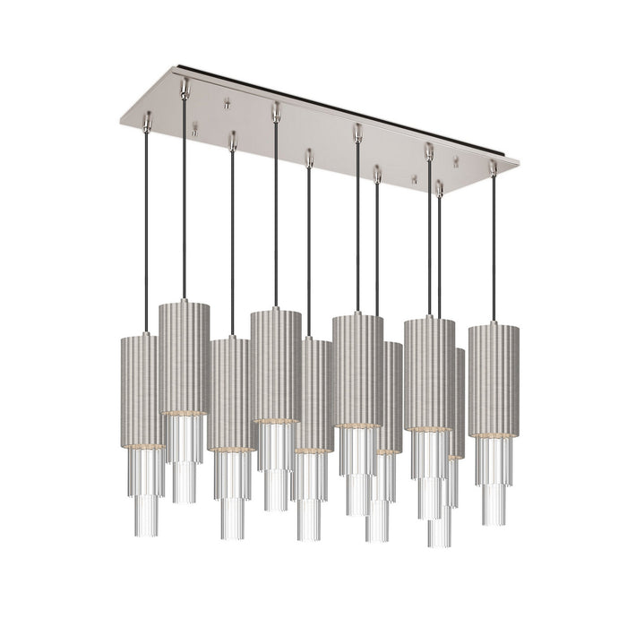 Alora - MP502204BNCR-10 - LED Pendant - Bordeaux - Brushed Nickel/Clear Ribbed Glass