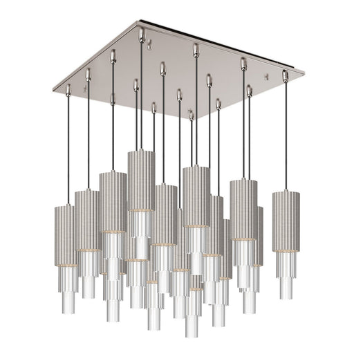 Bordeaux LED Pendant Brushed Nickel/Clear Ribbed Glass