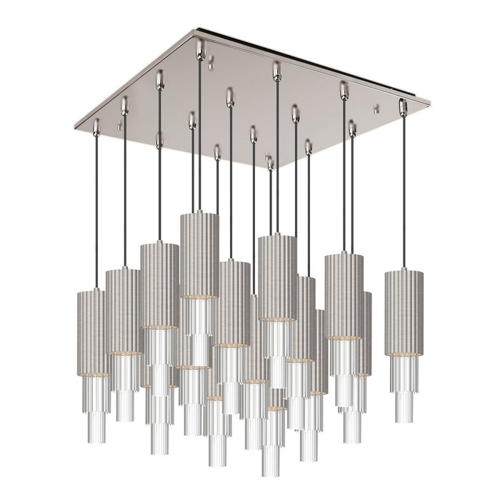 Alora - MP502204BNCR-16 - LED Pendant - Bordeaux - Brushed Nickel/Clear Ribbed Glass