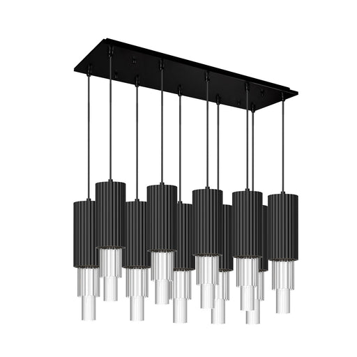 Bordeaux LED Pendant Matte Black/Clear Ribbed Glass