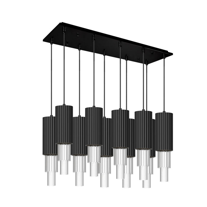 Alora - MP502204MBCR-10 - LED Pendant - Bordeaux - Matte Black/Clear Ribbed Glass