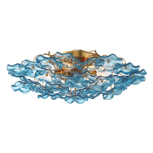 Esme Six Light Semi Flush Mount Aged Brass